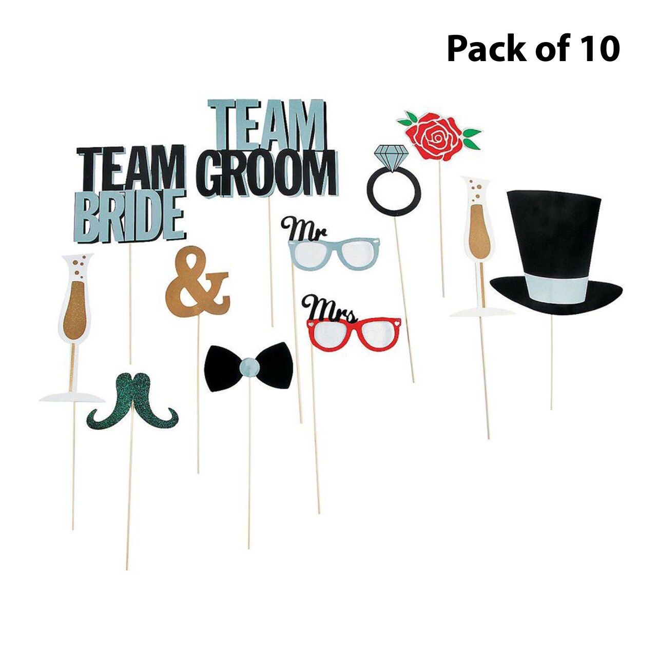 Photo Booth Stick Prop - Wedding | 12 Inches to 15 inches long | Raheev®